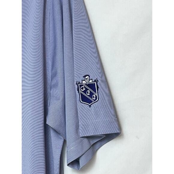 Donald Ross Men L Short Sleeve Golf Polo Blue/White Pinstripe NWT - Picture 8 of 8